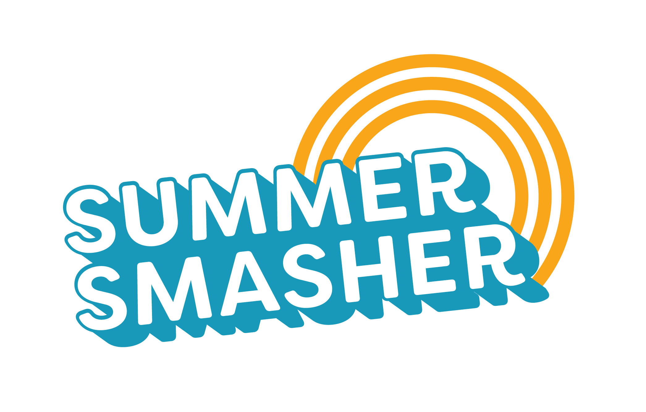 CrewLAB Summer Smasher Logo, the words Summer Smasher with sun rays over the corner. 