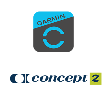 Garmin Connect logo and Concept2 logo. 