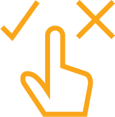 Attendance_availability@4x Attendance availability icon, with a hand in between a tick / check and cross / x.
