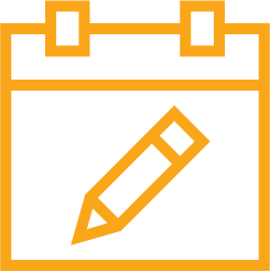 Calendar edit icon, with a pencil inside a calendar date pad.