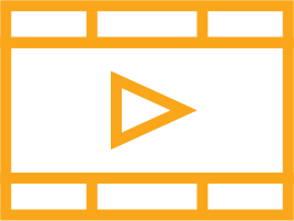 Video feedback icon, with a video film icon and a play symbol inside.