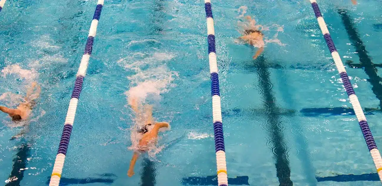 swimming_1200x628px Overhead photo of people swimming in a lanes.