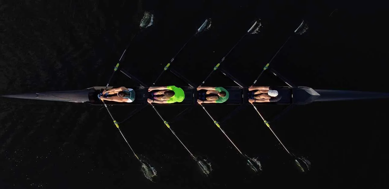 Quadruple sculls rowing boat
