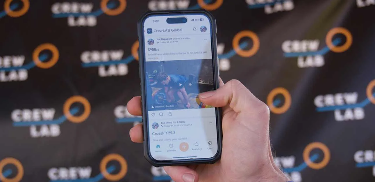 Person using the CrewLAB mobile app