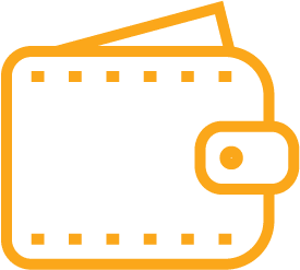 Payments icon. Wallet with a clasp, it also looks like some money (note) is slightly poking out.